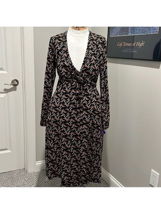 Boden Dresses & Skirts - BODEN wrap dress in stylish print. Black/tan/light coral. Like new 8L